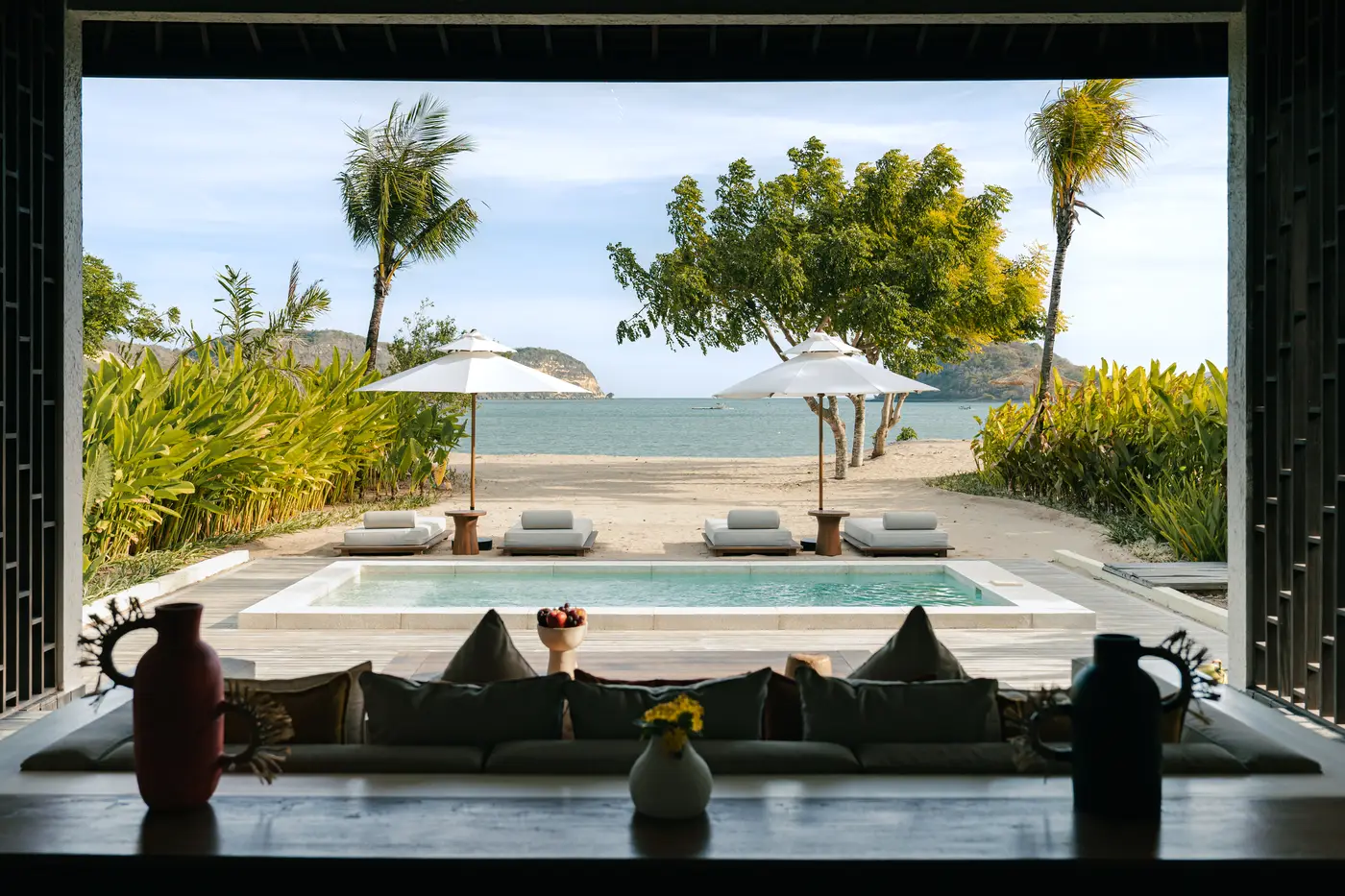 Beach house view toward the ocean at Kuara