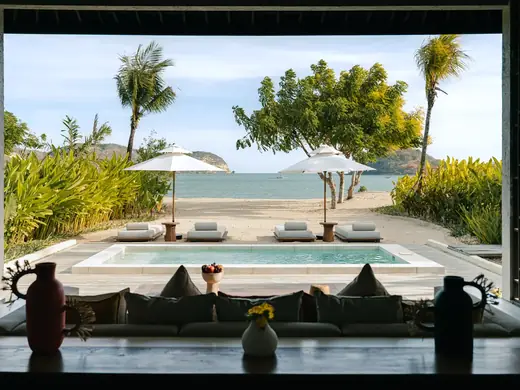 Beach house view toward the ocean at Kuara