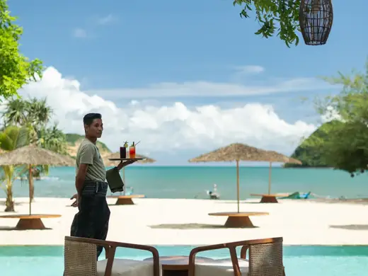 Beachfront dining with ocean view at Kuara