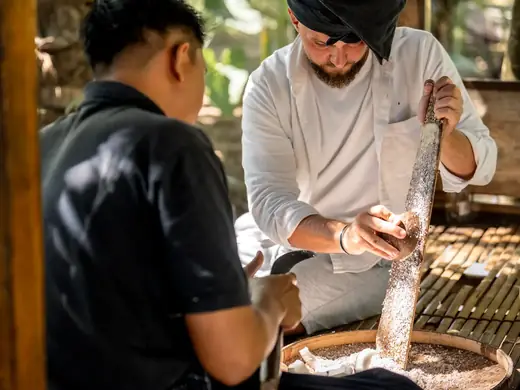 Cooking over fire at Kuara Lombok