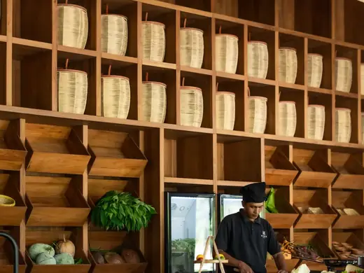 Kuara restaurant interior and shelves