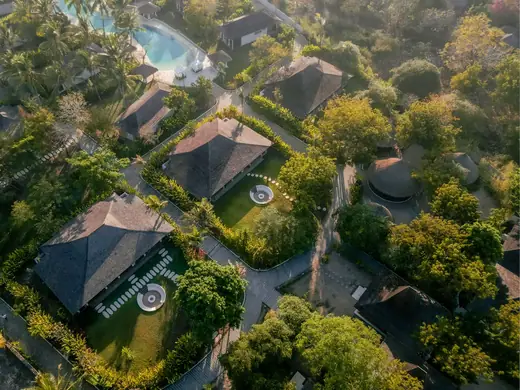 Kuara villas and garden paths seen from above